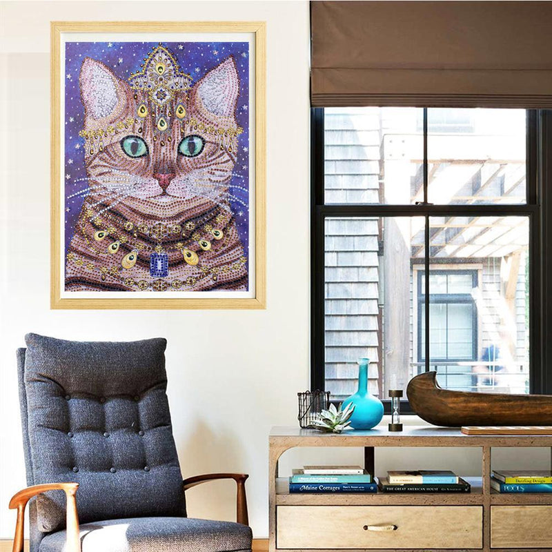 5D DIY Special Shaped Diamond Painting Noble Cat Cross Stitch Embroidery