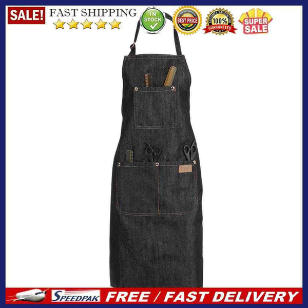 Unisex Hanging Neck Hotel Restaurant Cafe Barber Shop Bakery Waiter Denim A