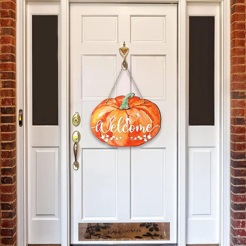Fall Pumpkin Welcome Sign Autumn Pumpkin Hanging Wooden Signs Autumn Fall.