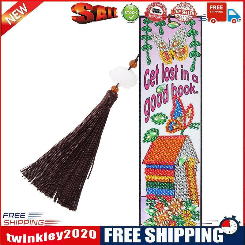 3PCDIY Special Shaped Diamond Painting House Leather Bookmark Tassel Marker