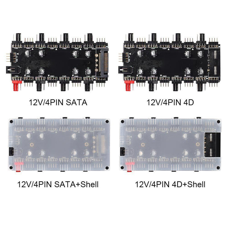 1 To 8 Multi Way Splitter RGB PWM HUB 12V/4 Pin for Fan Motherboard (SATA)