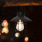 LED Solar Light Wrought Iron Lantern Hanging Tungsten Bulb Light Decor (A) Newly