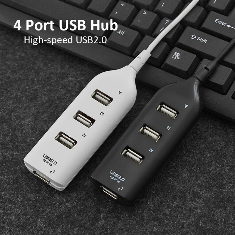 USB Hub 5Mbps High Speed Multi USB 2.0 Adapter 4 Port Splitter (White)