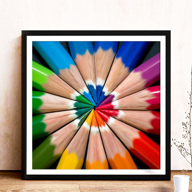 5D DIY colorful pencil round diamond painting E753