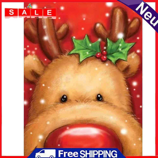 Christmas Elk Full Round Drill Mosaic Diamond Painting DIY Rhinestone Crafts