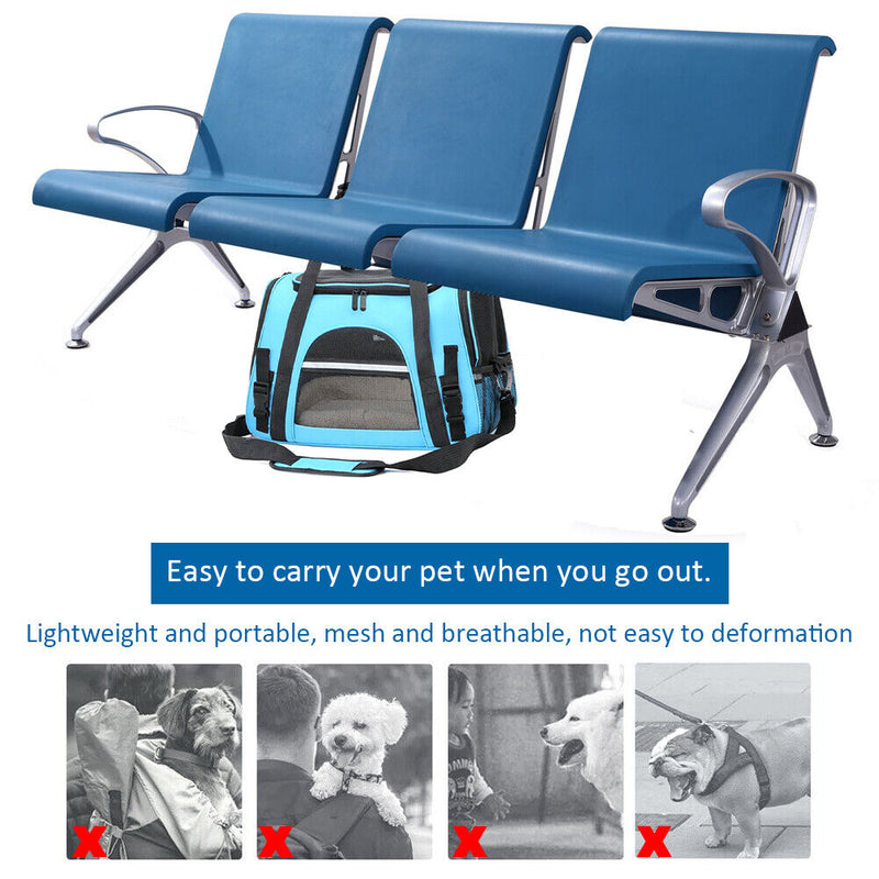 Portable Cat Dog Carrier Bag Outdoor Travel Breathable Pet Handbag (Blue) Newly