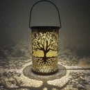 Metal LED Solar Light Hollow Tree Pattern Hanging Lamp Outdoor Garden Decoration