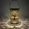 Metal LED Solar Light Hollow Tree Pattern Hanging Lamp Outdoor Garden Decoration