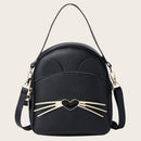 Fashion Crossbody Bag Women Cartoon Cute Cat Leather Travel Shoulder Backpack