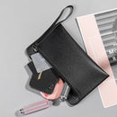 Women Solid Zipper Clutch Wallet Leather Coin Purse Soft Phone Bags (Black)