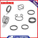 8pcs Punk Simple Rings Set Women Girl Geometric Multi Joint Knuckle Ring Jewelry