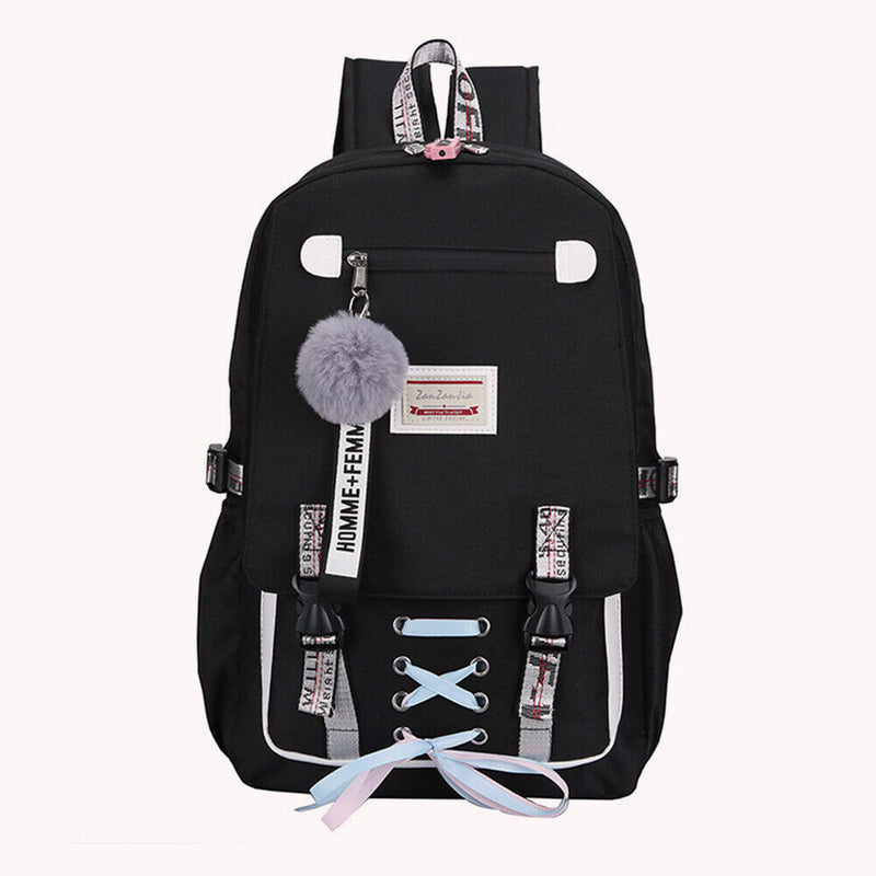 #A Casual Backpack Large-capacity School Backpacks Pompom Zipper for Outdoor S