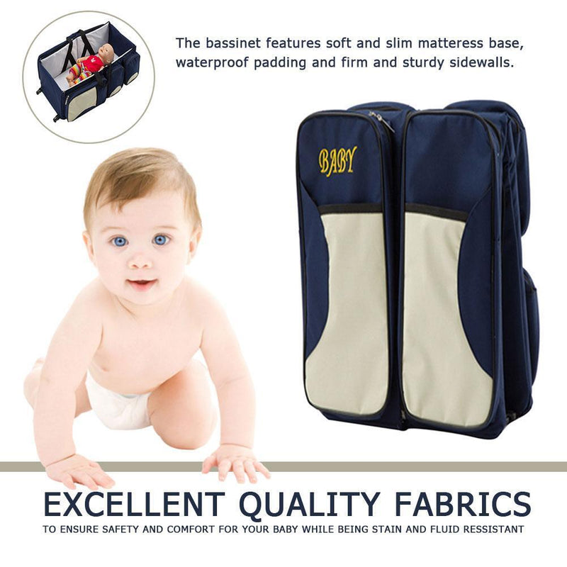 Waterproof Baby Crib Changing Diaper Foldable Mummy Shoulder Bag (Dark Blue