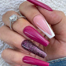 Long False Nails 24 PCS Ballerina Rose Red French Full Cover Manicure Tool E6B4