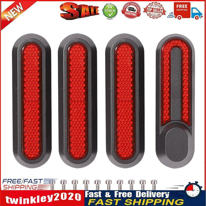 4pcs Wheels Hub Cap Protective Shells Reflective Stickers for M365 (Red) Newly