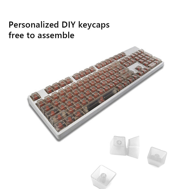 104pcs Transparent Mechanical Keyboard Keycaps Computer Key Cap Set (White)