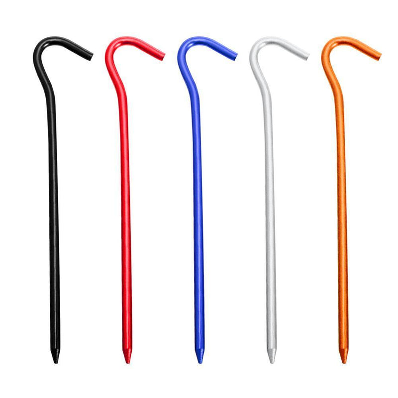 10pcs Aluminium Alloy Tent Pegs with Hooks Garden Stakes Ground Nail (Blue)
