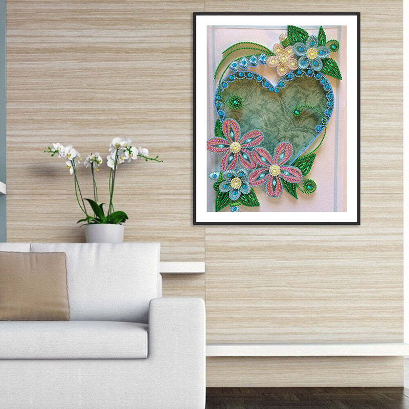 5D DIY Flower Heart Part Special Shaped Diamond Painting Mosaic Art Handicraft