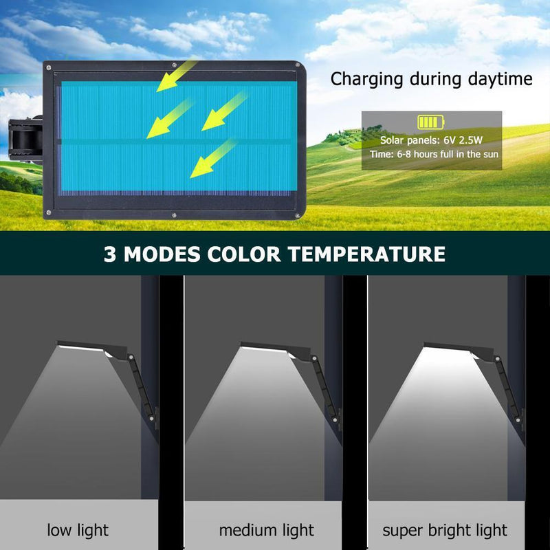 56LED Solar Motion Sensor Wall Light Remote Control Street Lamp (Black) Newly
