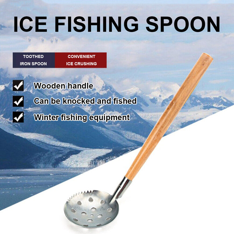 Ice Fishing Scoop Wooden Handle Fishnet Strainer Slush Skimmer Fishing Tackles