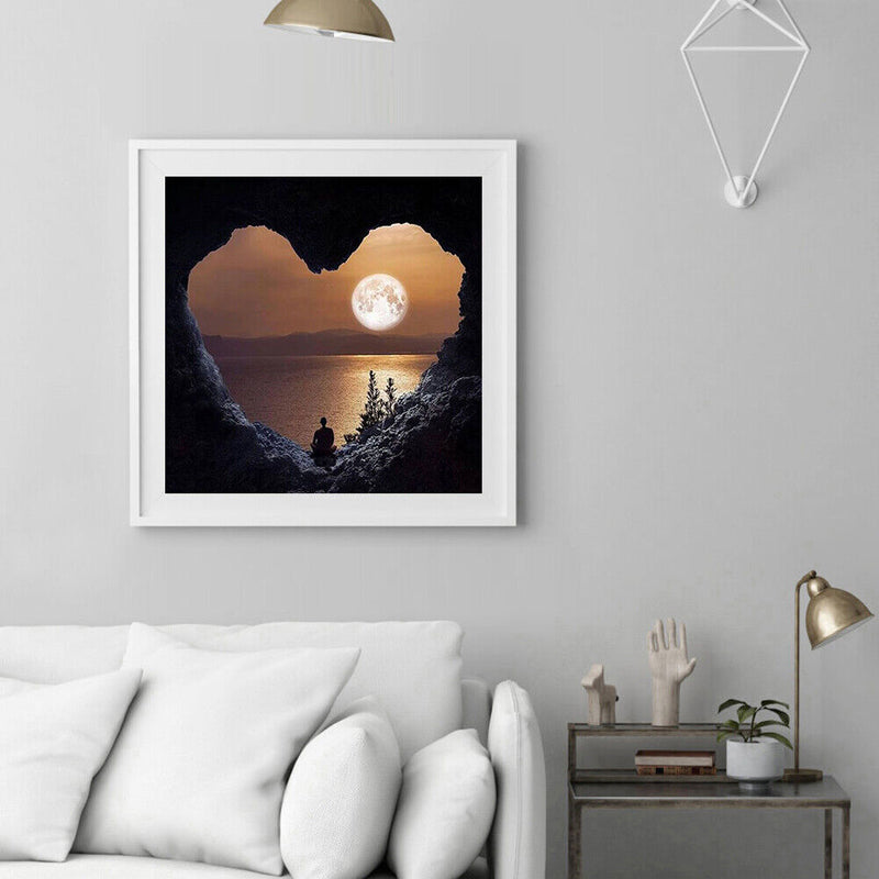 Frameless Painting By Numbers DIY Heart Mountain Drawing On Canvas Art Craft Kit