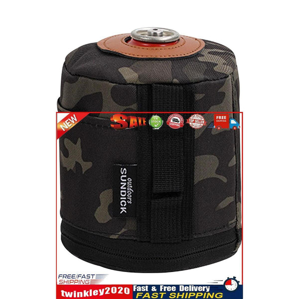 Gas Canister Cover Gas Tank Storage Bag for Camping (Black Camouflage L) Newly