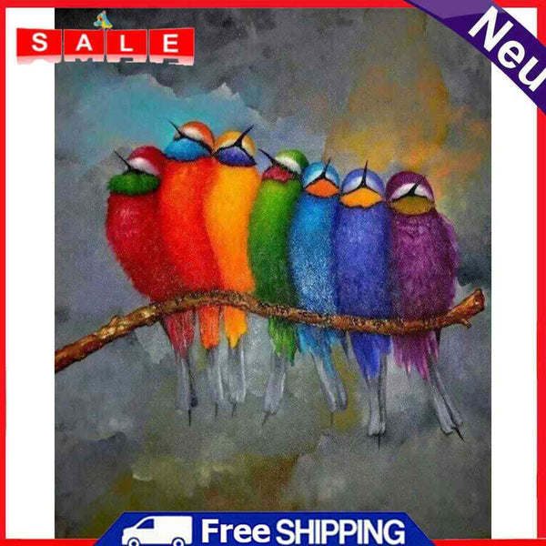 Colored Birds Canvas Painted Oil Paint By Numbers Wall Art Modern Bedroom Decor