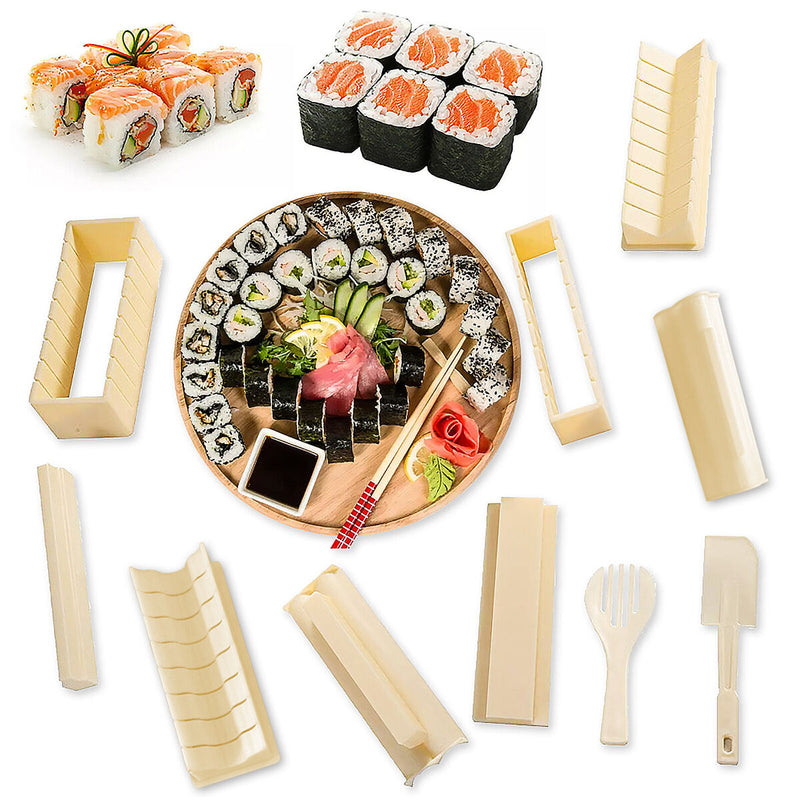 Sushi Making Kit, 10 Pieces DIY Sushi Set Plastic Sushi Maker Tool, White