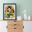 5D DIY Sunflower Girl Part Drill Special Shape Rhinestone Drawing Kit Decoration