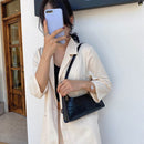 Retro Women Small Handbags Portable Solid Alligator PU Leather Shoulder Tote Bag