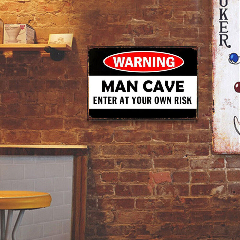 Retro Red Warning Metal Plate Painting for Bar Pub Tin Plaques Wall Sign