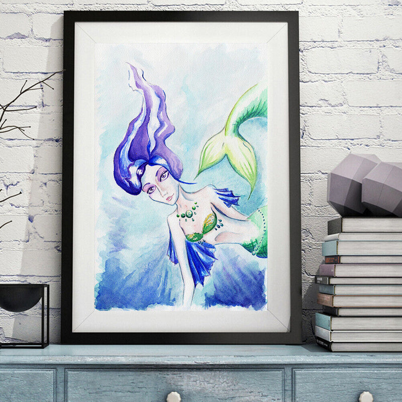 Art 5D Watercolor Fish Lady Drill Diamond Rhinestone DIY Full Round Painting Kit