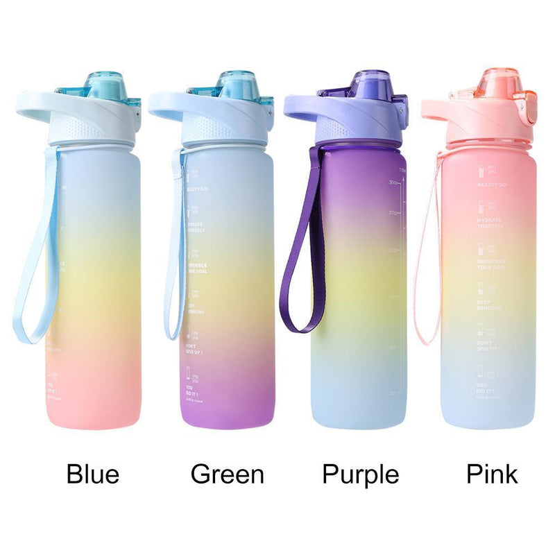 Outdoor Water Bottle with Straw BPA Free Gradient Drinking Cup (Green)