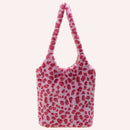 Female Fluffy Fashion Flower Pattern Shoulder Bag Large Phone Crossbody Bag