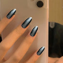 Wearable Full Cover Medium Long Length French Cat Eye Press on Nails False Nail