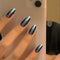 Wearable Full Cover Medium Long Length French Cat Eye Press on Nails False Nail
