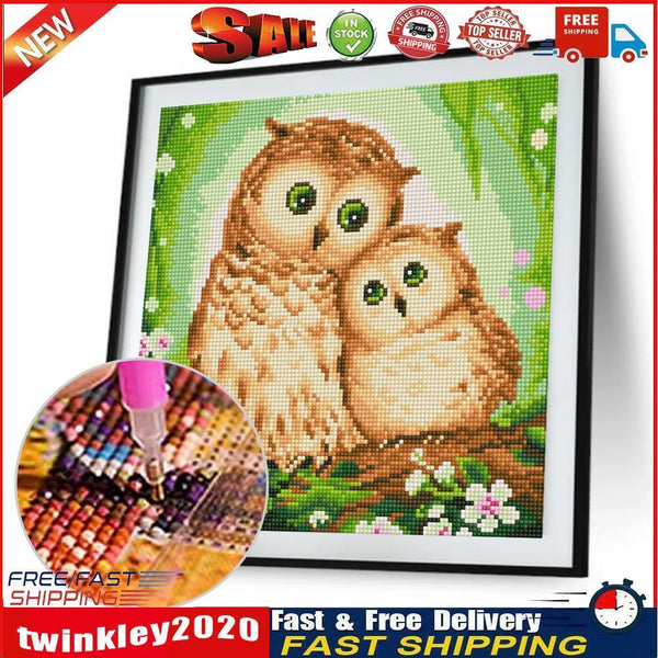 Full Drill Two Owls 5D Diamond DIY Painting Craft Kit Home Decor Newly