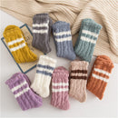 Winter Warm Plush Soft Stripe Sox Sleep Bed Sock Coral velvet socks Candy Color