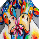 Oil Paint Cattle Print Kitchen Linen Apron Waterproof Bibs Pinafore for Women