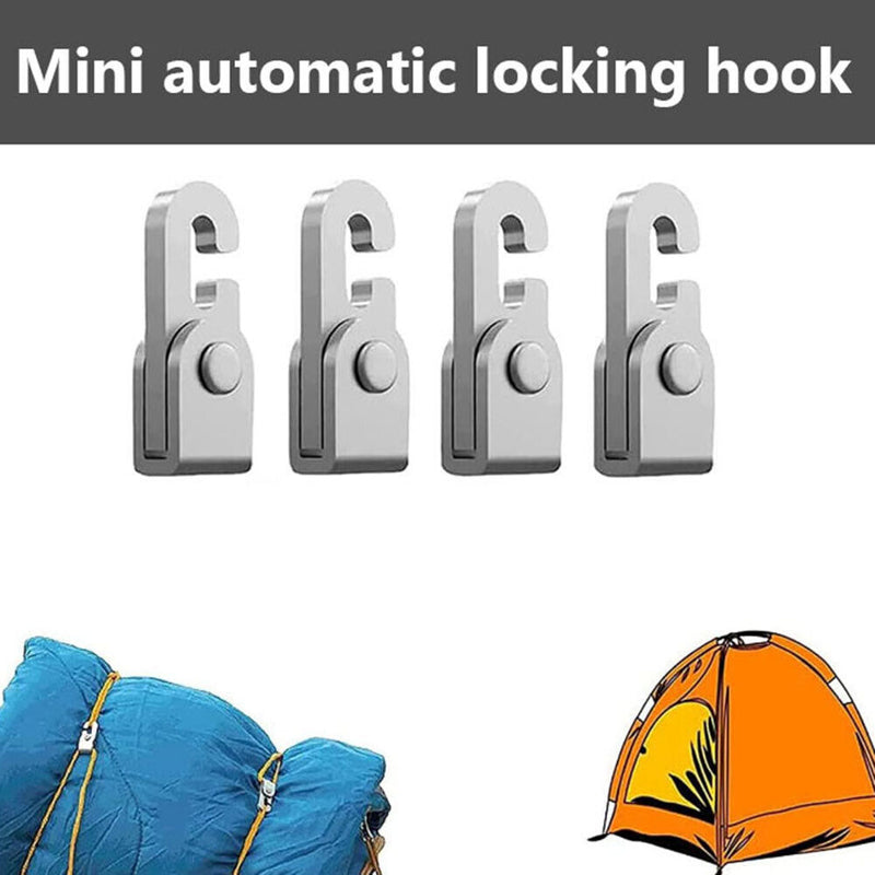 4pcs Automatic Lock Hooks Free Knot Outdoor Camping Tent Self-locking Hooks
