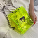 Fashion Women Solid Color Small Crossbody Bag Casual Chain Transparent Handbag