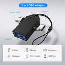 2 in 1 OTG Adapter USB 3.0 to Type C Micro USB Male Connector Aluminum Alloy