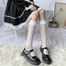 Nylon Maid Elastic Girl Gift Lace Bow Socks Transparent Lolita Socks Knee High