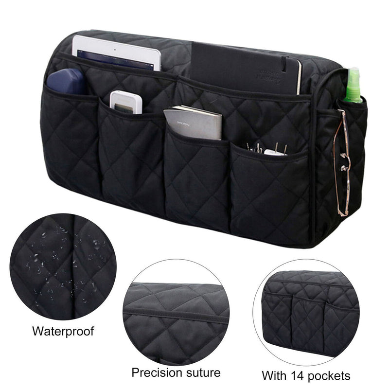 Armchair Caddy Non Slip Sofa Armrest Organizer with 14 Pockets (Black) Newly