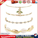 4pcs Boho Bee Shell Rhinestone Anklet Women Beach Food Chain Jewelry Gifts Newly