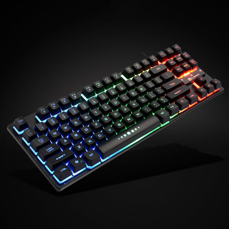 K87 LED Breathing Backlit 87 Keys Mechanical Feeling Gaming USB Wired Keyboard