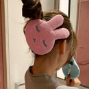 Cute Rabbit Hair Clips Hairpin Women Corduroy Wash Face Hairgrips (Pink)