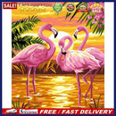 Frameless Oil Paint By Numbers DIY Flamingo Picture Craft for Home Living Room