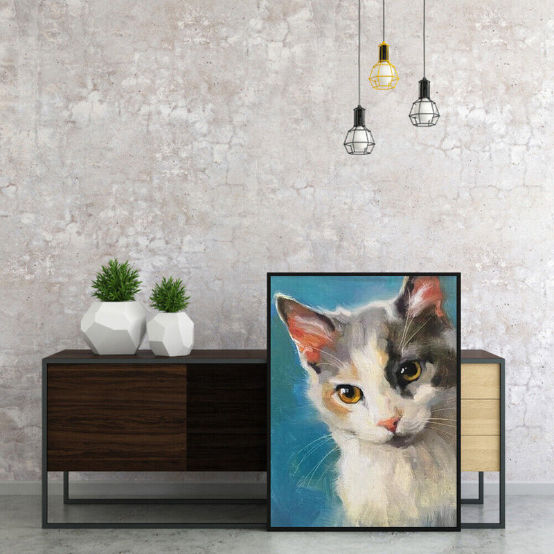 Frameless Oil Paint By Numbers DIY Cat Picture Craft Kit for Home Living Room