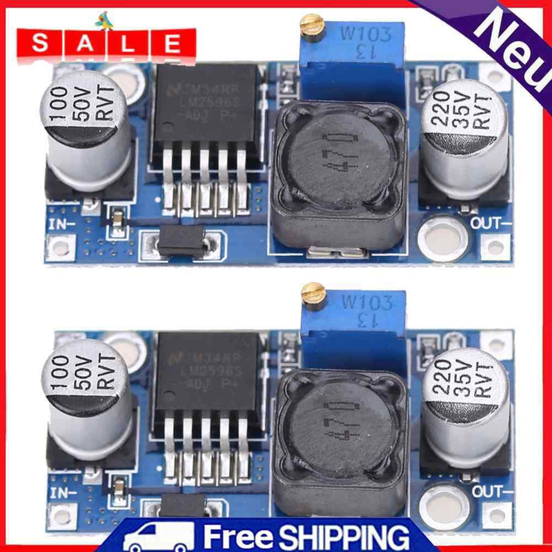 2Pcs DC/DC-3A Buck Converter Adjustable Step-down Power Supply Module LM2596
